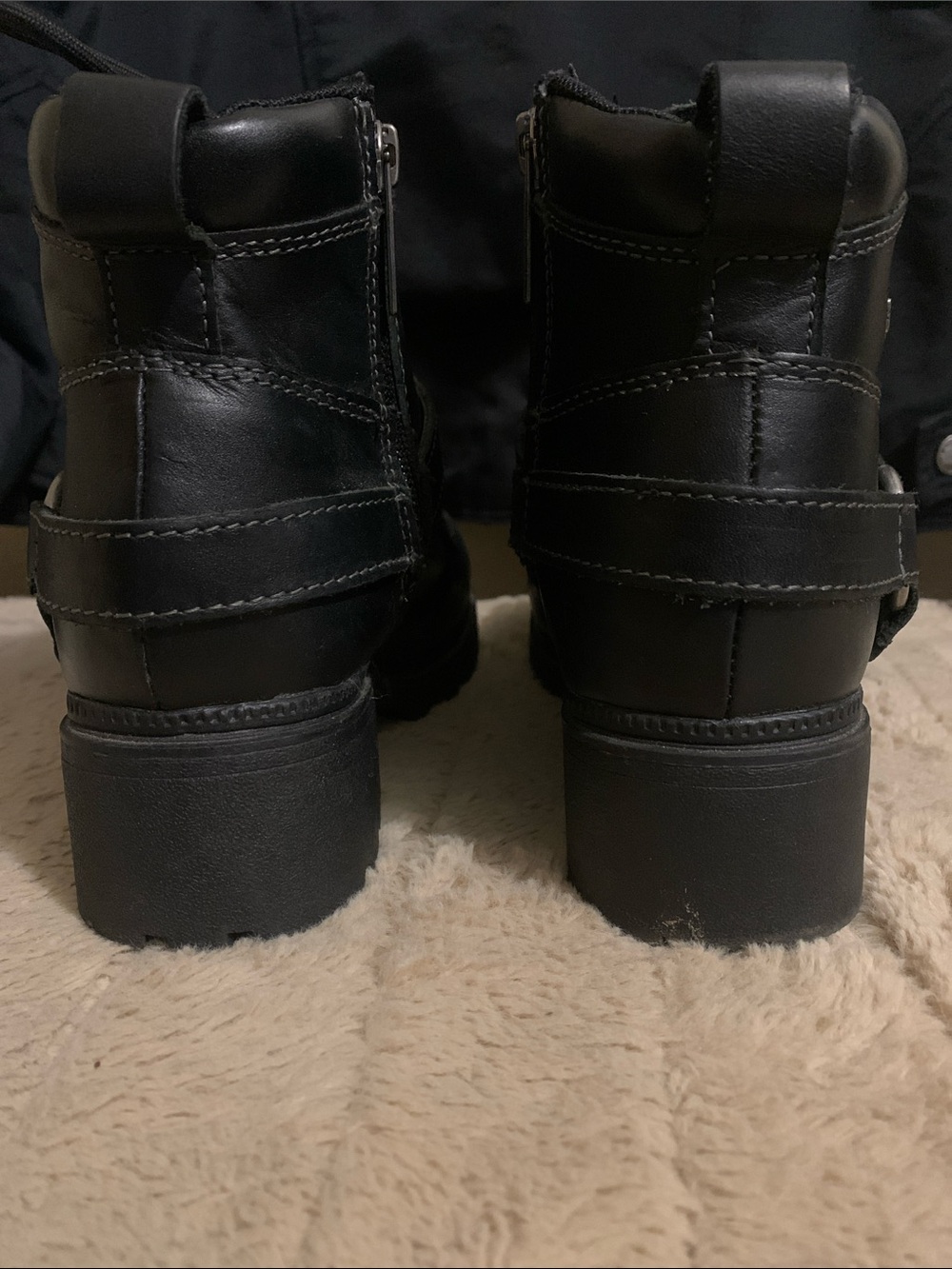 Harley-Davidson Black Leather Lace-Up Moto Harness Boots - Picture 4 of 14